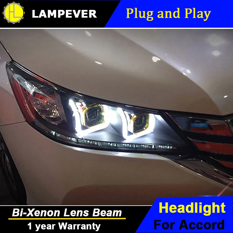 HLC автомобильный Стайлинг для Honda Accord 9th фары 2013-2015 Новый аккорд 9 светодиодный DRL