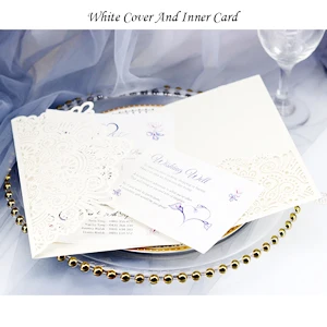 Cover And Inner Card 50 шт., европейские свадебные пригласительные открытки с лазерной огранкой, трехкратные кружевные поздравительные визитные открытки, открытки для ответа на приглашение, свадебные сувениры, вечерние украшения - Цвет: Cover And Inner Card