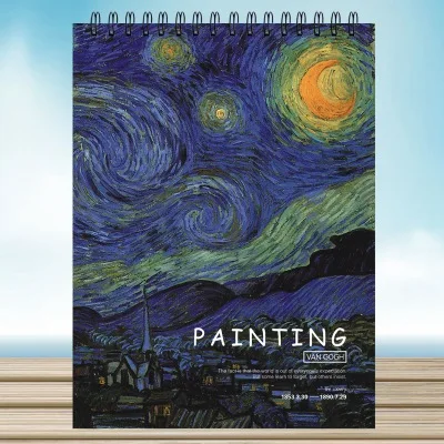

50 Sheets Drawing Sketchbook Notebook Spiral A4 Sketching Pad White Paper Planner Travelers Journals Note Book Van Gogh Notepad