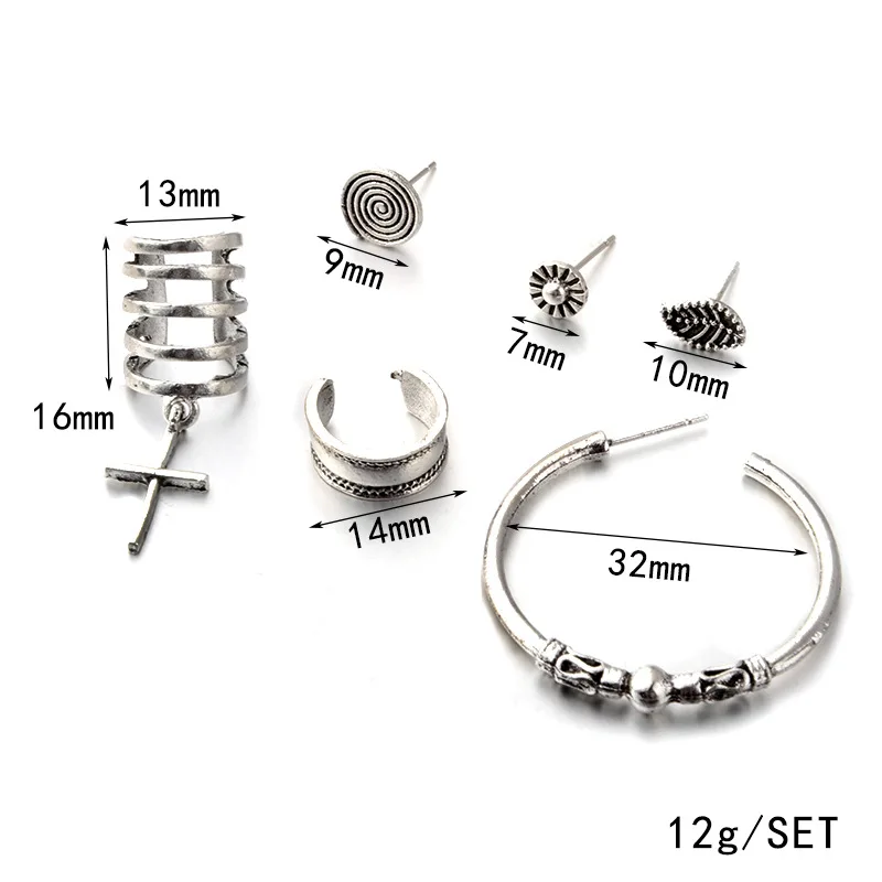 PINKSEE 6 шт./партия Ретро стиль геометрические серьги гвоздики для ушей манжеты