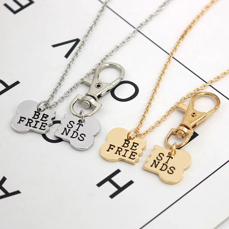 

Best Friends Pendant Necklace Keychain Set 2 PCS / Set of Best Friends Dog Bone Stitching Metal Pendant Jewelry Gift