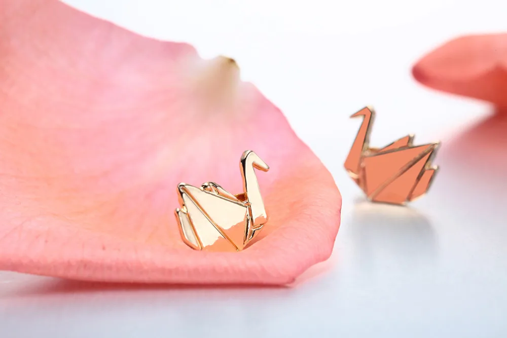 Kinitial 1 пара сережек в виде животных золотистые серьги-гвоздики с Журавлями и