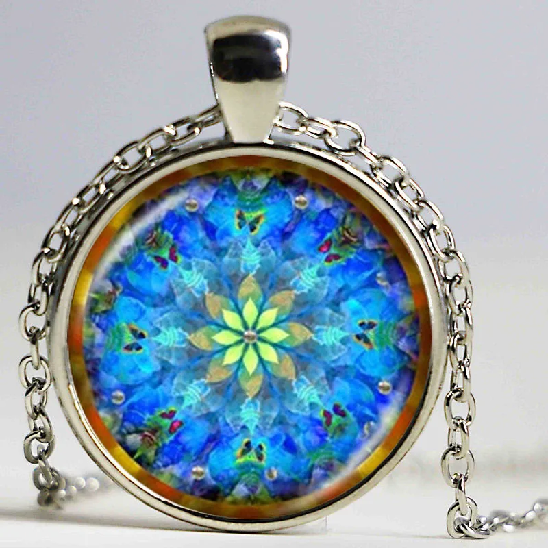 Ожерелье с подвеской в виде зеленого цветка ожерелья цветком жизни ожерелье