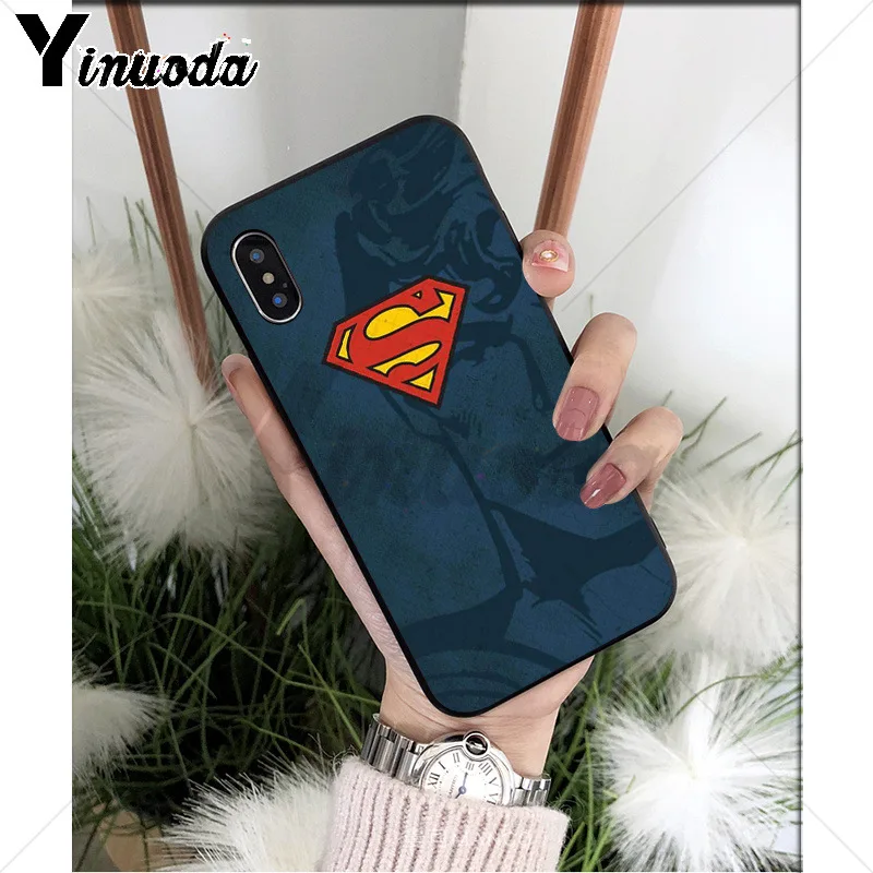 Yinuoda DC hero Супермен Силиконовый мягкий ТПУ Черный чехол для телефона для iPhone X XS MAX 6 6s 7 7plus 8 8Plus 5 5S SE XR