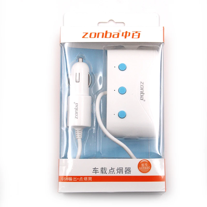 Автомобильное зарядное устройство Три в одном с двумя USB портами и