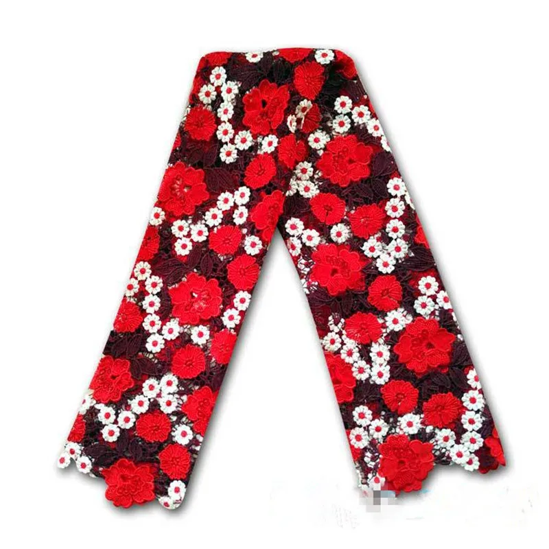 

Water soluble lace fabrics 100% polyester three color decorative pattern Three-dimensional hollow embroidery accessories