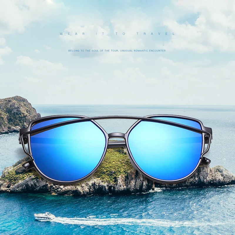 

PC Frame Cat Eye Sunglasses Women Men Luxury Brand Designer UV400 Glasses Mirror Flat Retro Eyewear oculos de sol feminino