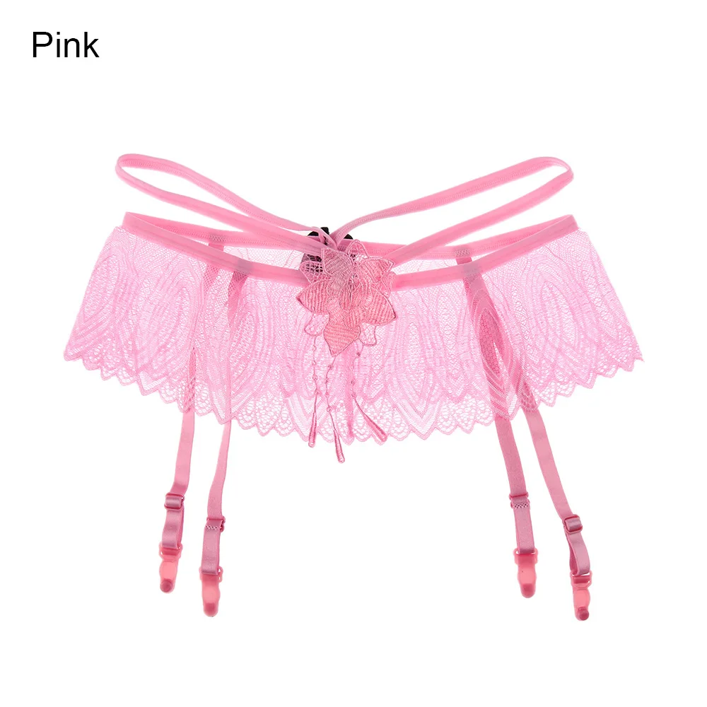 pink Crazy ночной клуб сексуальные подвязки пояс для женщин кружевной топ бедра высокие чулки в цветочек полые повязки ноги лук подтяжки эротическое белье - Цвет: pink