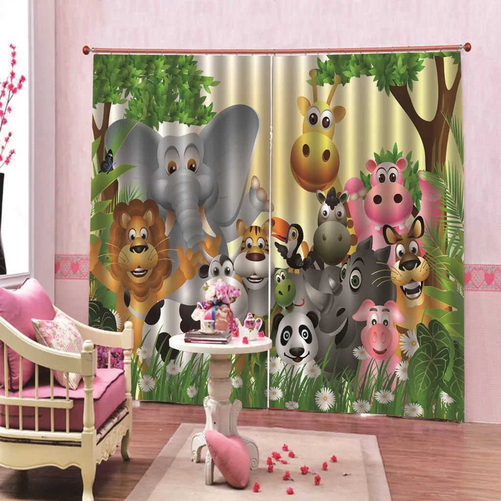 Декоративные шторы с мультяшным зоопарком оконные занавески для гостиной