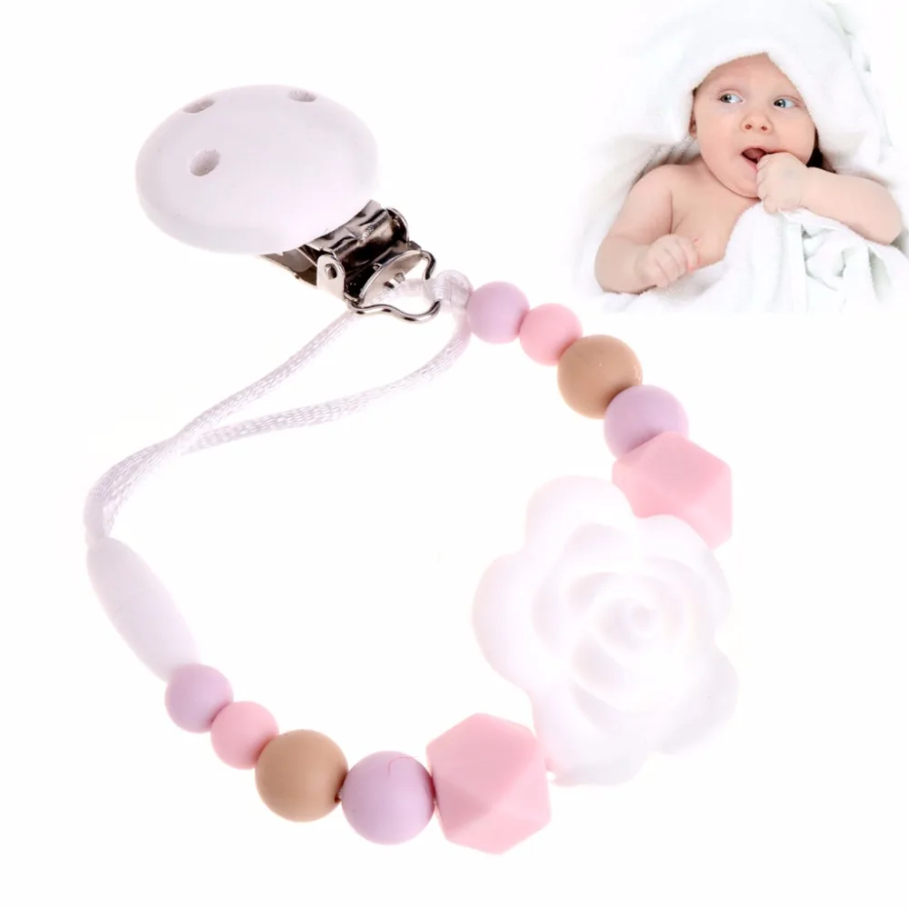 

OOTDTY Baby Kids Silicone Chain Clip Holders Boy Girl Pacifier Soother Nipple Leash Strap