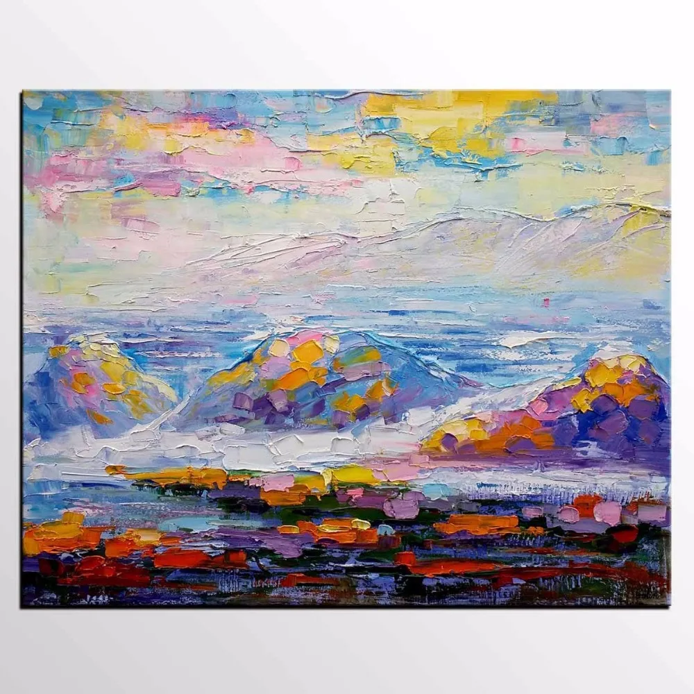 Beste Hand Geschilderd Olieverfschilderij Blauw En Goud Schilderen Op Canvas Voor Woonkamer Decoratie Abstract Muur Schilderen Art