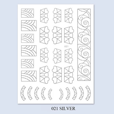 21silver 3D Nail Art Sticker Gold Silver Circle Nail Stickers Hollow Geometry Line Adhesive Slider Sticker Star Moon Decals Z0158 - Цвет: 21silver
