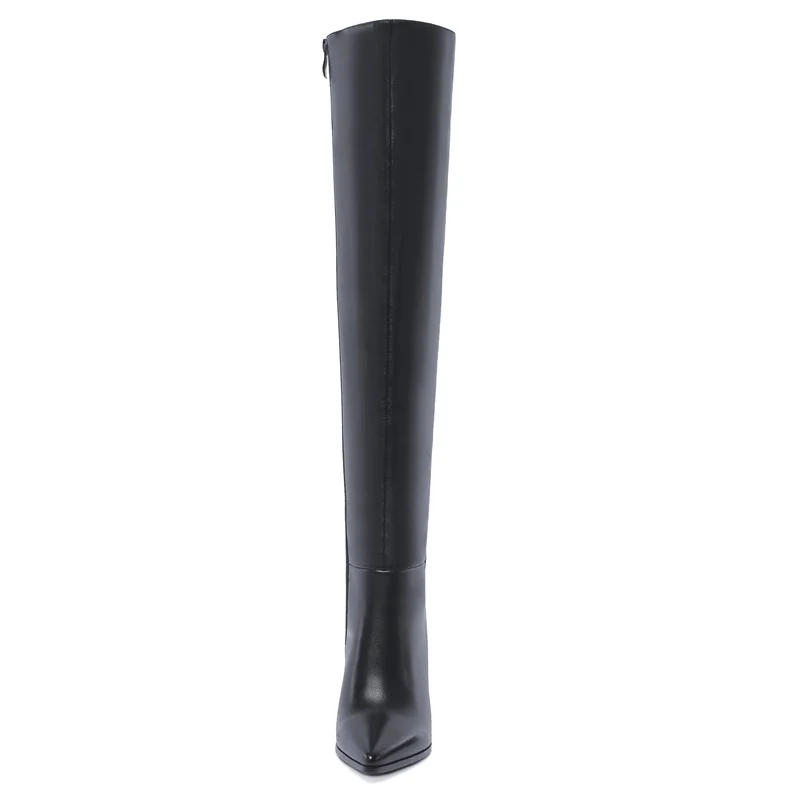 

ZVQ Winter New Fashion Pointed Toe Super High Strange Style High Quality Genuine Leather Zip Shoes Women Party Over Knee Boots