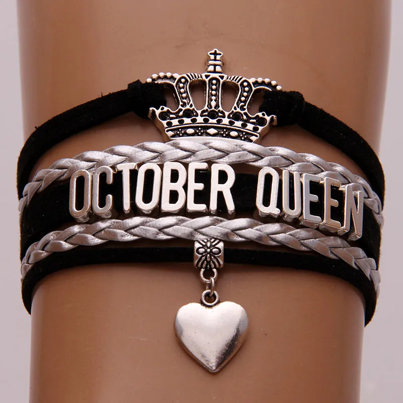 Браслет Infinity Love October Queen черный/серебристый плетеный браслет с подвеской в виде