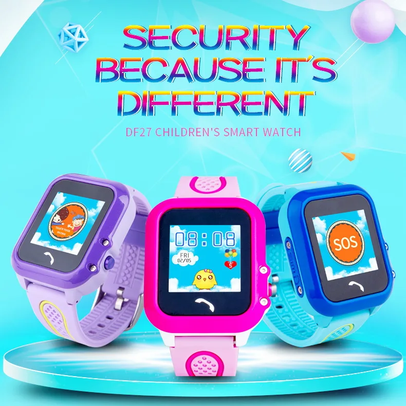 Volemer DF27 Kids GPS Smart Watch Swim Waterproof SOS Call Location Device Tracker Baby Safe Anti-Lost Smartwatch pk DF25 Q50 |