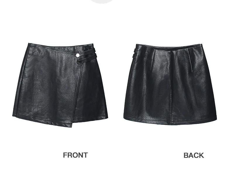 

Fashion Autumn Winter Short Leather Skirt Women High Waist A-Line Irregualr Mini PU Skirts Female faldas mujer Clothing