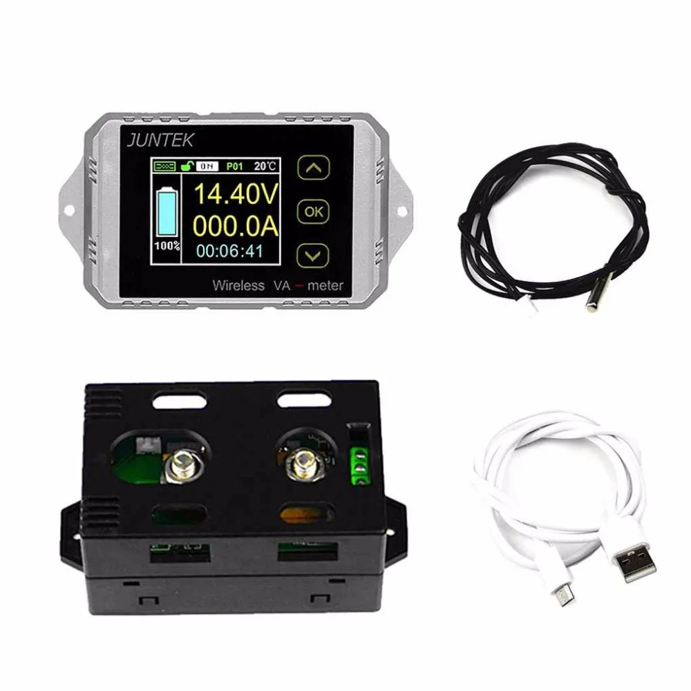 

JUNTEK DC 120V 100A Wireless Battery Coulometer Capacity Voltage Current Power Meter KWH Tester Energy Meter Monitor