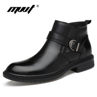 autumn winter snow boots genuine leather men boots fashion casual high top zip ankle boots shoes men career work boots man