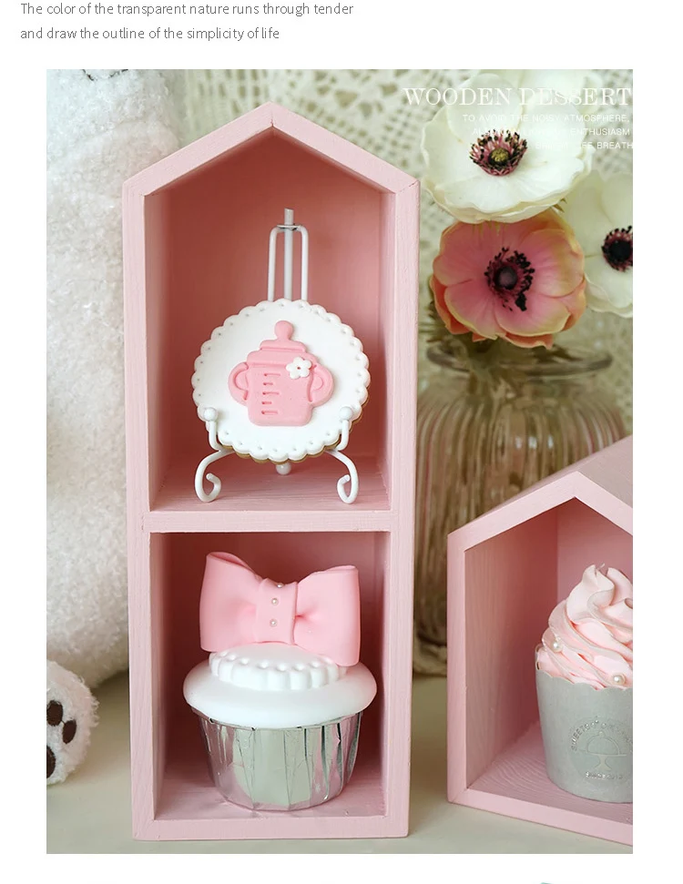 Слои древесины дом орнамент для cupcake/push торт десерт стол Nordic форес свадебные реквизит инструменты дерево торт стенд кофе