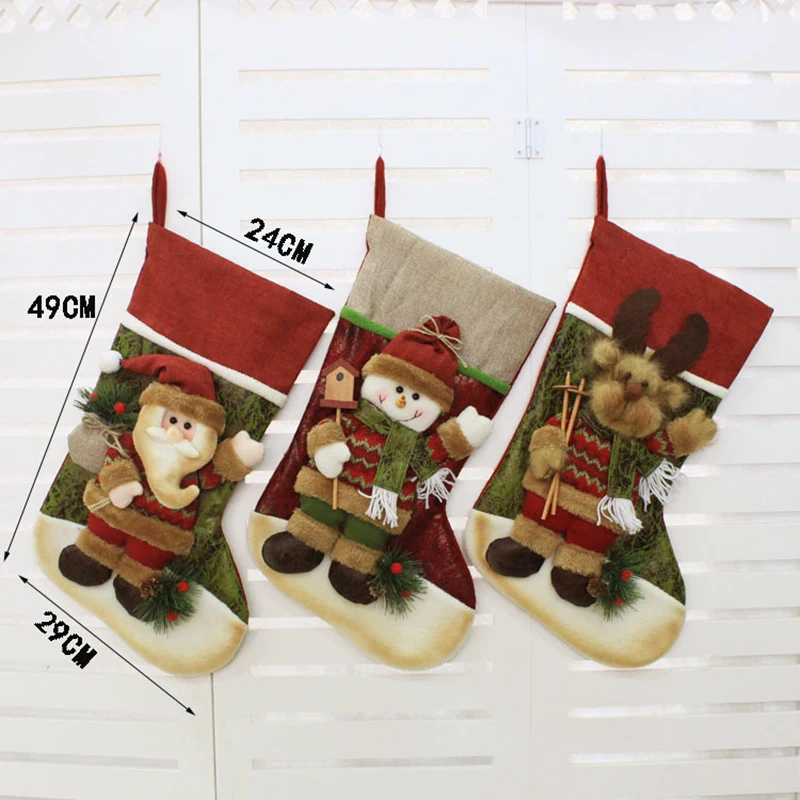 Подарочный Рождественский чулок мешок конфет украшения рождественской елки
