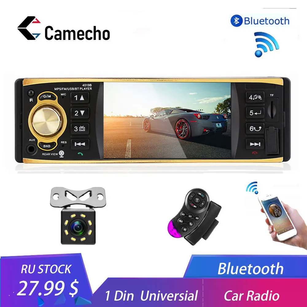 Camecho Автомагнитола 1 din 4022D авторадио FM радио автомобильный аудио плеер 4,1 ''Bluetooth Автомагнитола с камерой заднего вида дистанционное управление