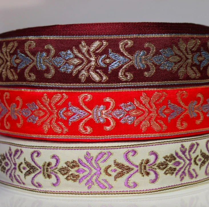 oriental floral embroidery ethnic jacquard webbing woven tape lace trim ribbon 3.3cm collar tribal boho DIY garment accessory | Дом и сад
