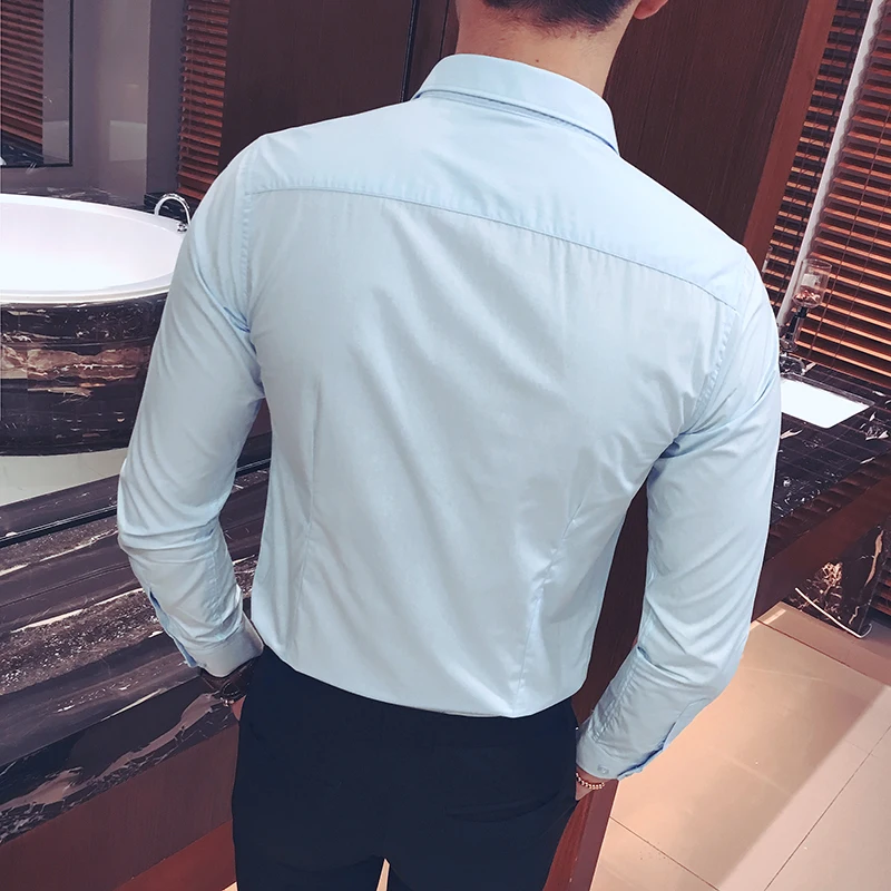 Рубашка мужская с длинным рукавом модная сорочка Slim Fit в повседневном и деловом