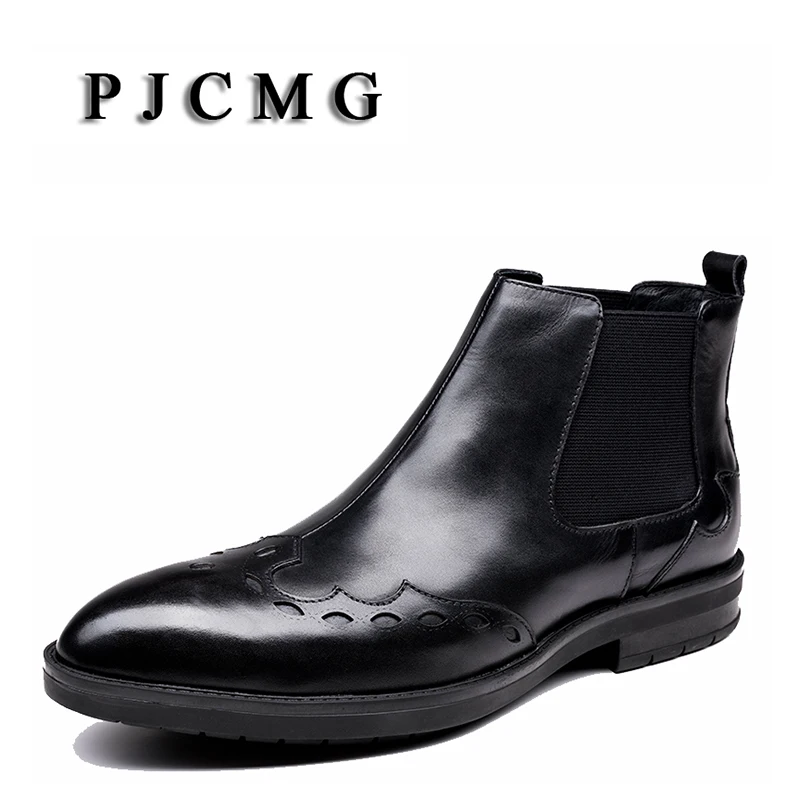 PJCMG Роскошные Дизайнерские весенне-осенние Мужские броги резные из натуральной