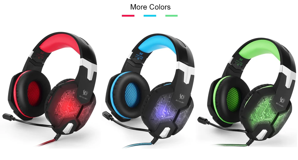 Игровые наушники KOTION G1000 Игровые наушники для компьютера профессиональный проводной 3,5 мм светодиодный бас стерео гарнитура с микрофоном для портативных ПК Ps4 Pro