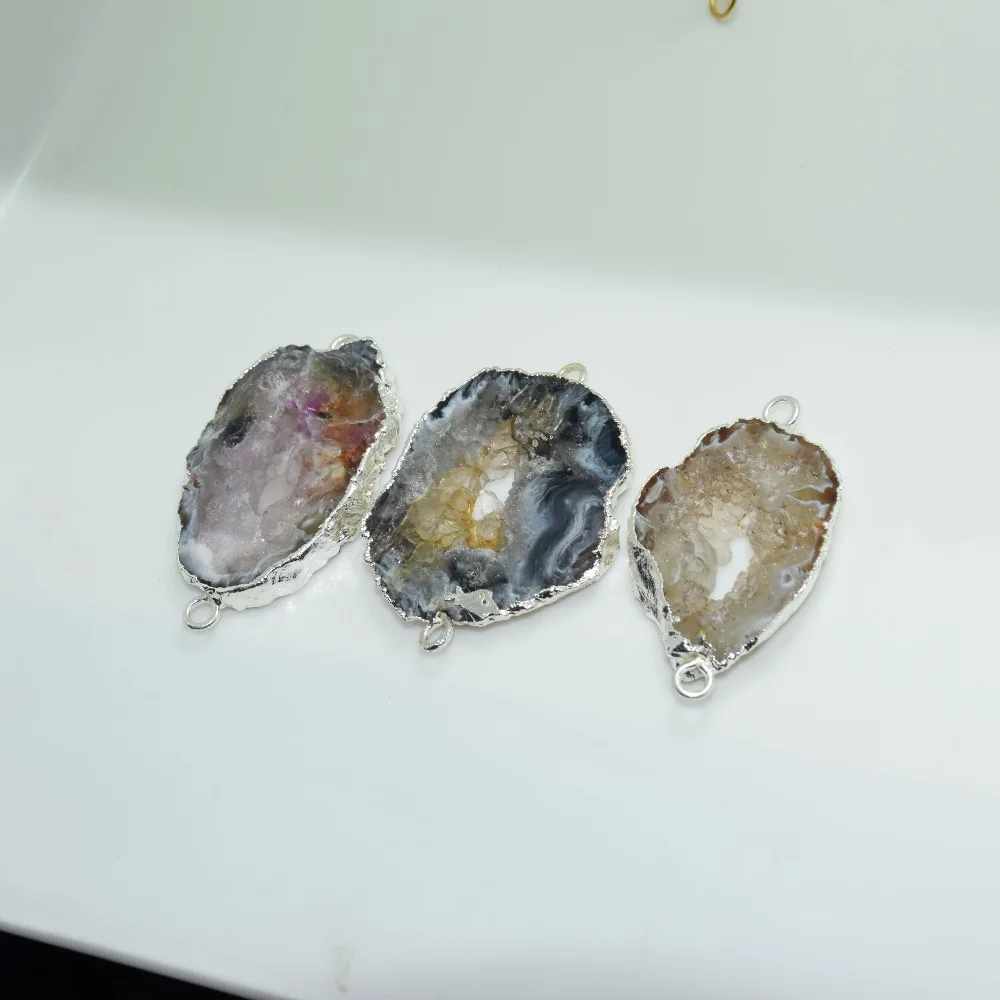 Подвеска Geode с друзой женская соединитель отверстием черный натуральный Золотой