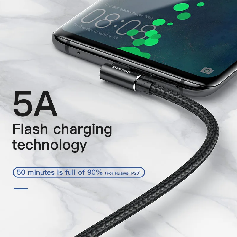 Baseus 5A Быстрый зарядный кабель USB type-C для huawei P20 mate 20 Pro Xiaomi samsung S9 S8 C супер зарядное