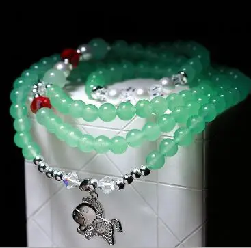 Dongling камень чистое ручное плетение пони синий и зеленый бисер 6 мм сердце кулон