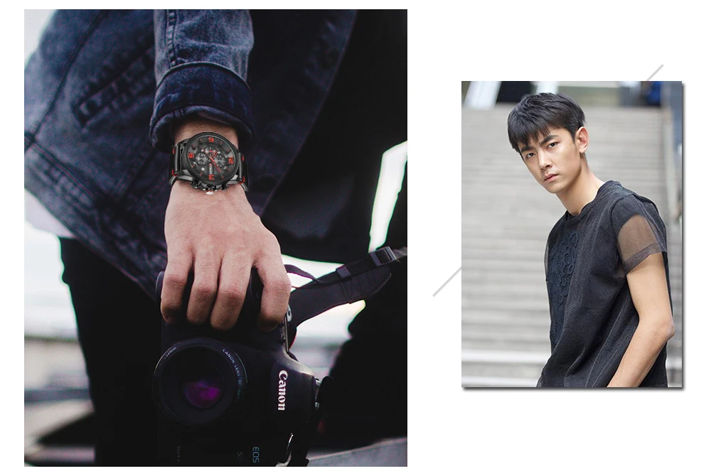 Часы Хронограф Мужские кварцевые брендовые водонепроницаемые Модные