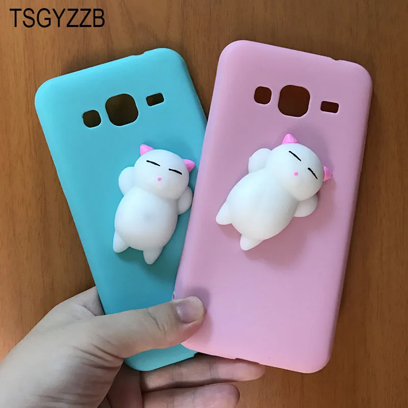Мягкий чехол из ТПУ с медленно восстанавливающим форму котом для Samsung Galaxy J3 2016 J310