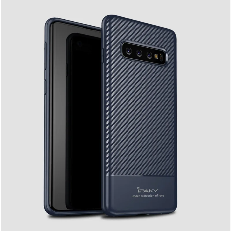 IPAKY защитный бампер для телефона силиконовый чехол на самсунг галакси S10 плюс S10e S10+ лайт samsung Galaxy S10 плюс S10E Lite S10+ E+ S 10 S10Plus S10Lite 6/8/12 128/512 GB - Цвет: Blue