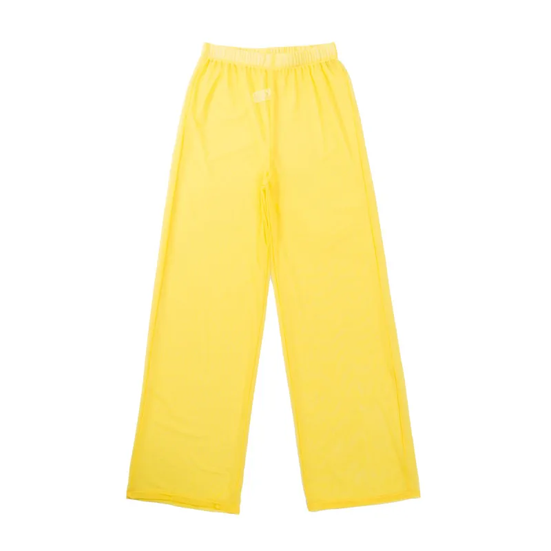 Сексуальные женские пляжные сетчатые прозрачные широкие брюки с оборками