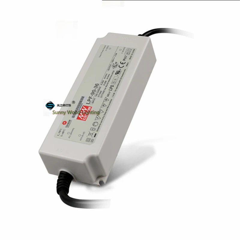 100-240Vac to 21.6-36VDC , 90W , 2500ma constant current IP67 UL power supply , Led light, signboard driver , LPF-90-36