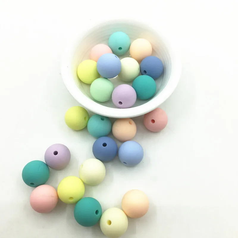 candy1 color 50 шт./лот силиконовый свободный бисер ребенок прорезывание зубов Beads-40colors-безопасный пищевой класс прорезывания зубов жеванные круглые силиконовые бусы - Цвет: candy1 color