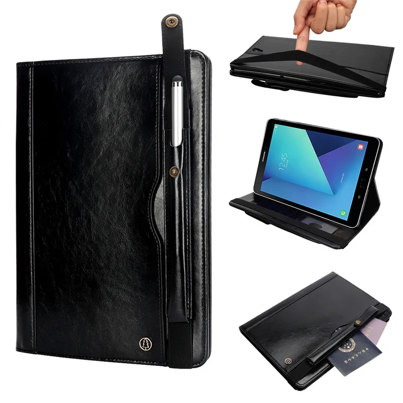 Высококачественный чехол-подставка из искусственной кожи для samsung Galaxy Tab S3 9,7 T820 T825 Smart Cover Funda с карандашом+ пленка для экрана+ ручка