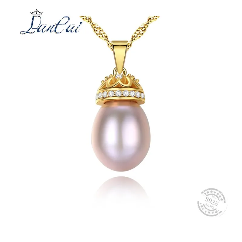 LANCAI 925 Sterling Silver Necklace Natural 9-10mm Freshwater Pearl 18K Gold Plated Pendant for Women Fine Jewelry | Украшения и