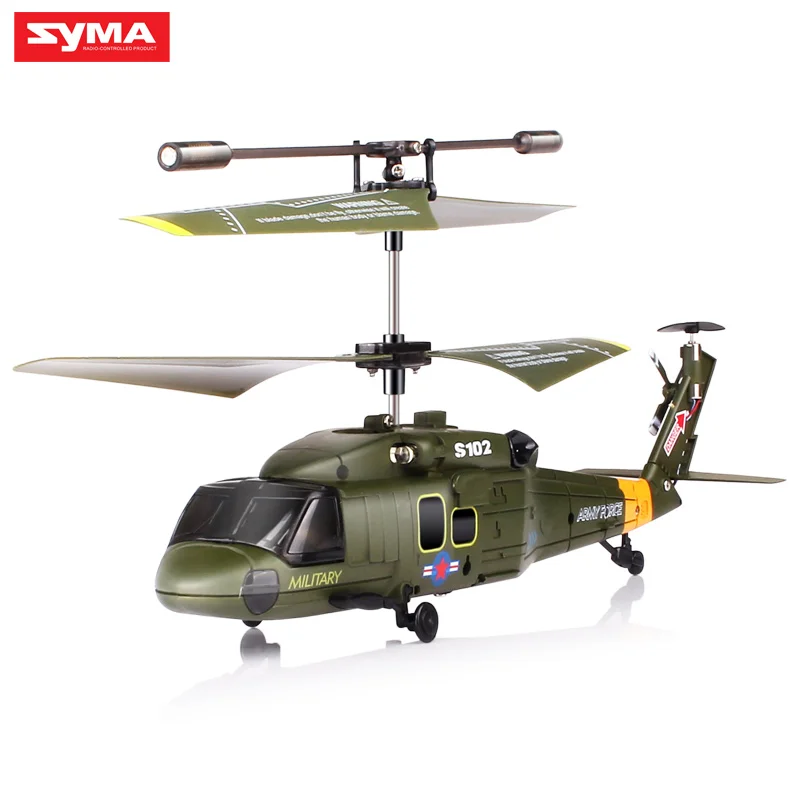 New Arrival Syma S102G Military 3CH Gyro LED Indoor RC Attack Helicopter Shatterproof Radio Remote Control Kids Toys Green |