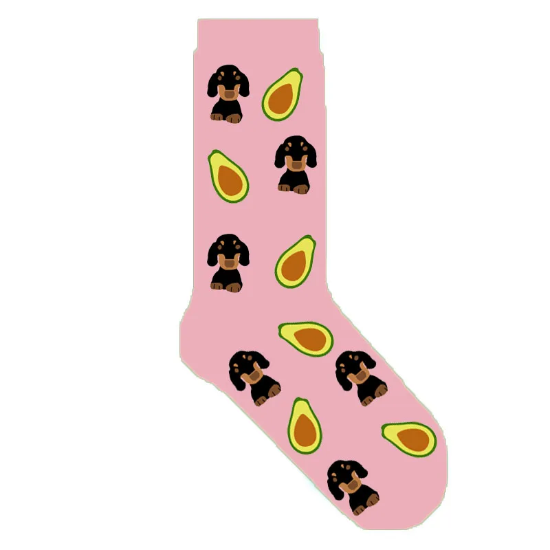 dachshund socks Носки авокадо с бультерьером Бигль такса далматинские границы колли Ротвейлер милые женские носки с собакой 50 пар/лот - Цвет: dachshund socks