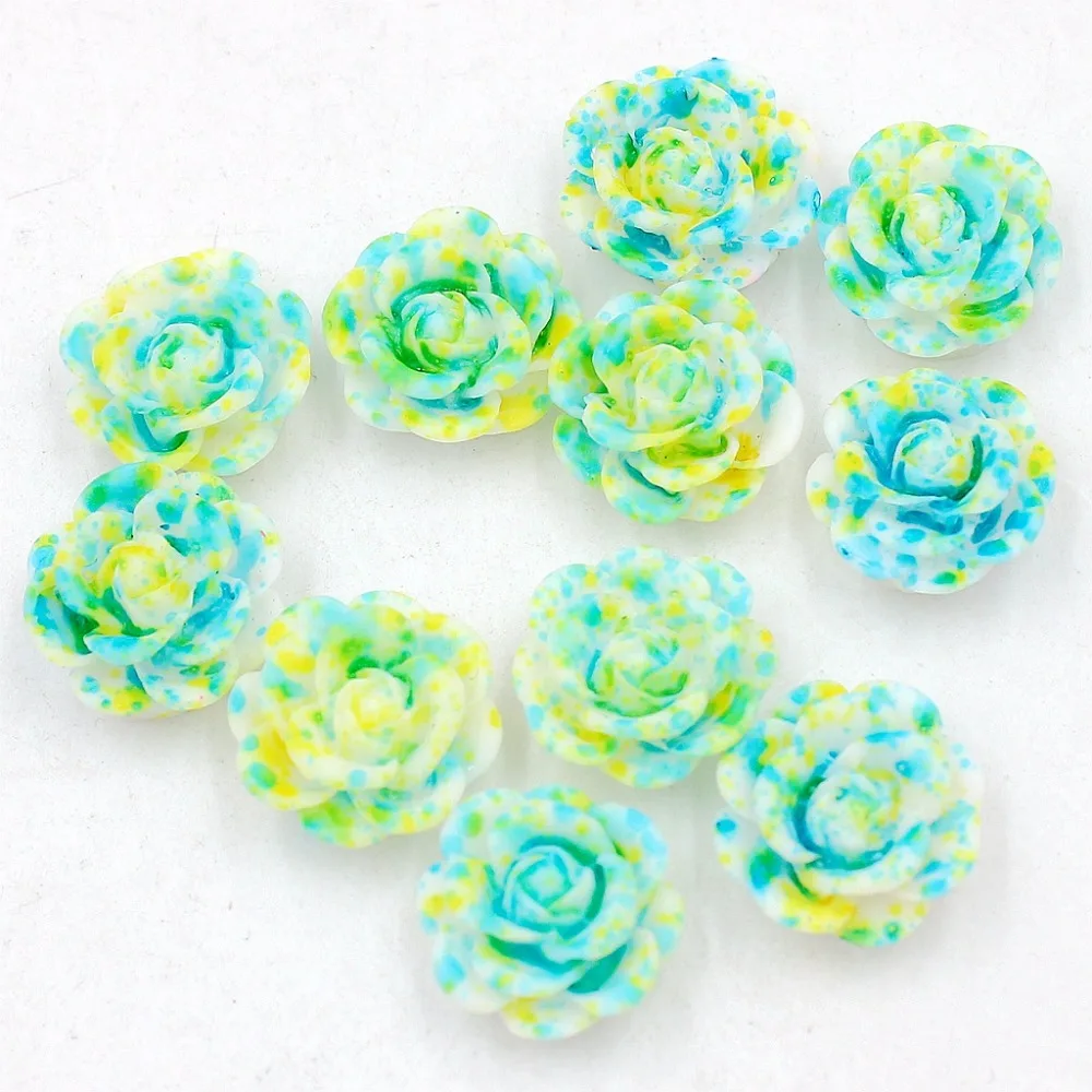 Новый Кабошон из смолы 20 шт. 13 мм двойные цвета розовые цветы с плоской задней