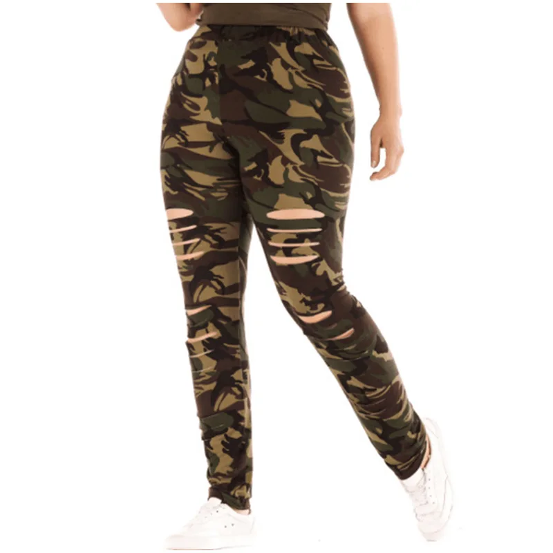 Camouflage Эластичные леггинсы размера плюс с дырками и камуфляжным принтом, 4Xl 5Xl, весенне-летние леггинсы для похудения, штаны для женщин - Цвет: Camouflage