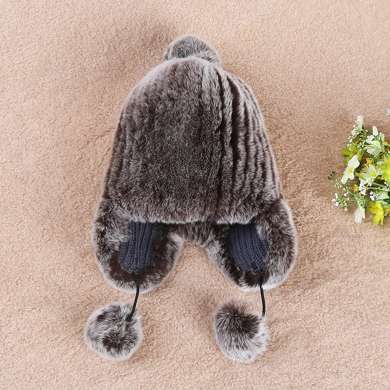 Детские меховые шапки из натурального с мехом кролика Для мальчиков и девочек