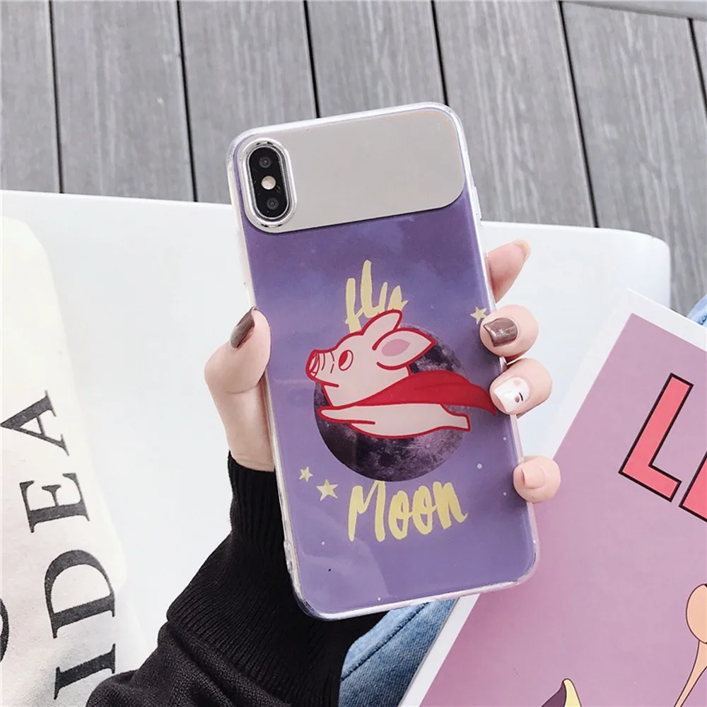 Мягкое Силиконовое зеркало для макияжа чехол iPhone 7 6 XR Мода X XS MAX 6s 8 Plus