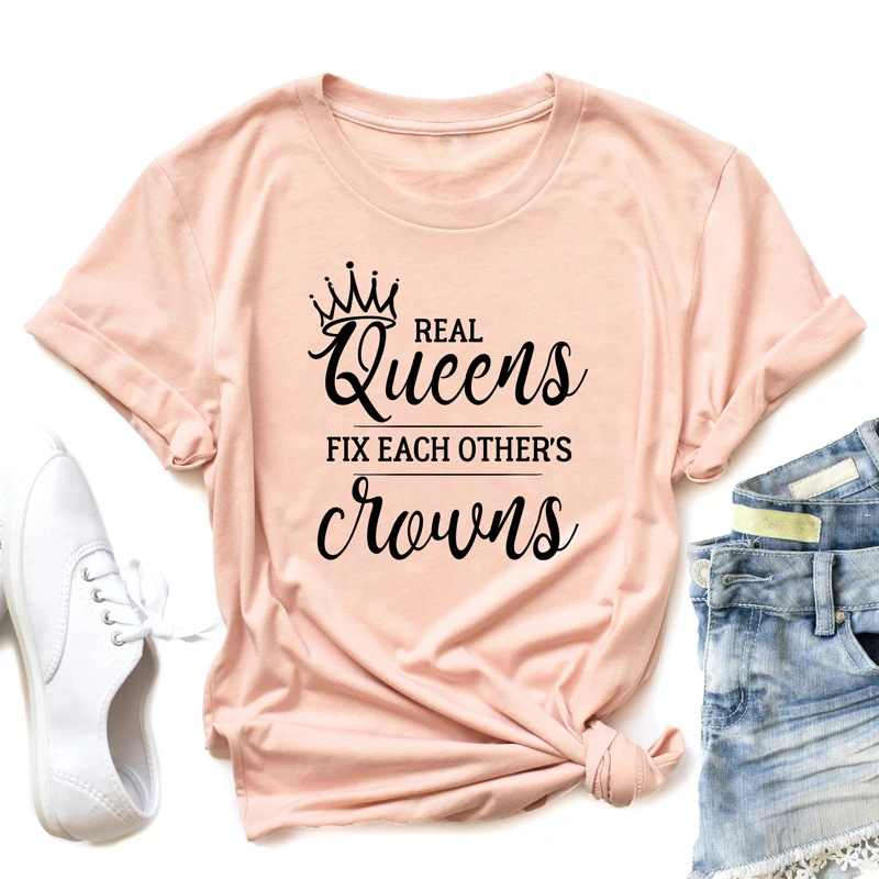 Real Queens Fix друг друга короны Футболка женская Эстетическая Tumblr хипстерская