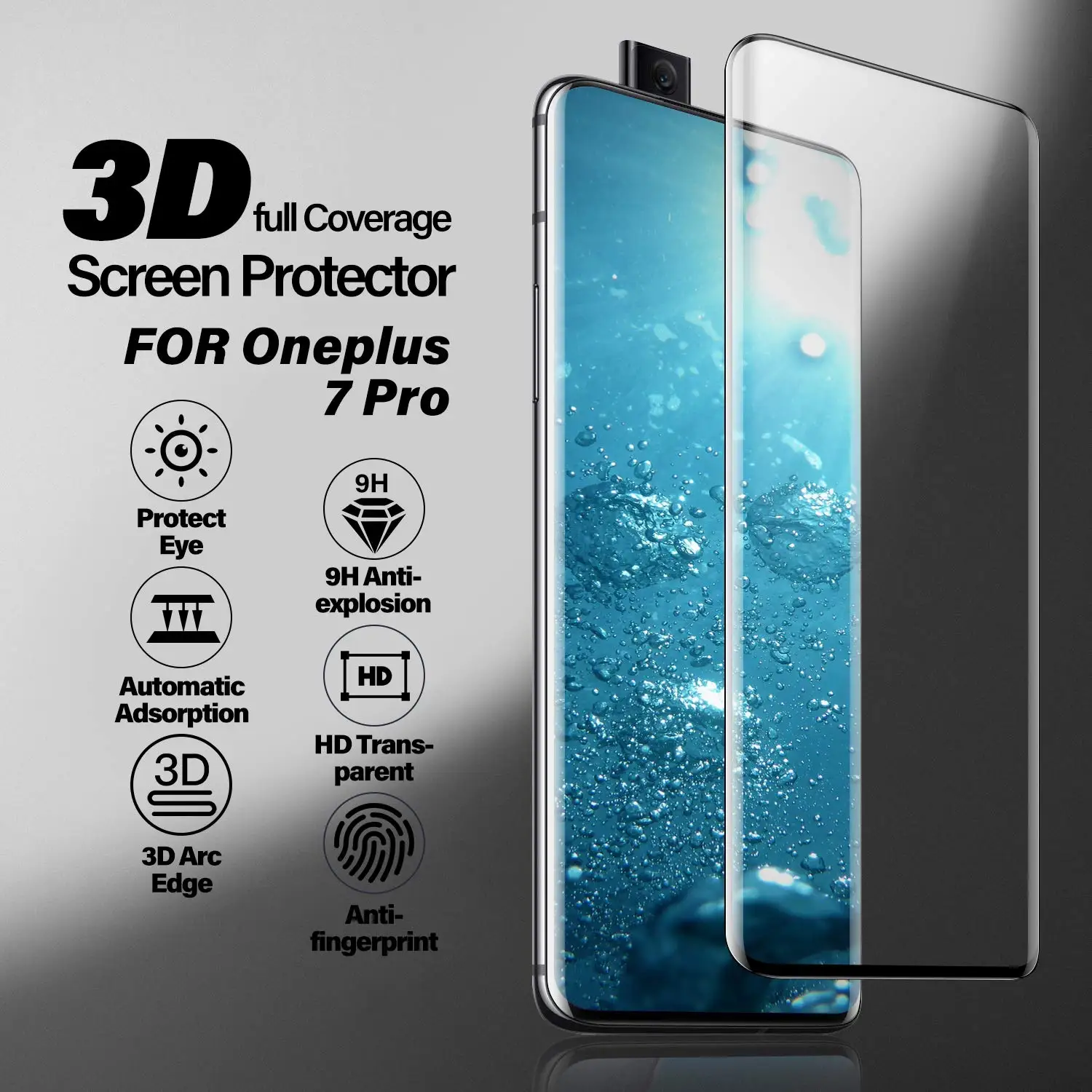 9H полное покрытие алмазное закаленное стекло для Oneplus 7 Pro Защитная пленка экрана