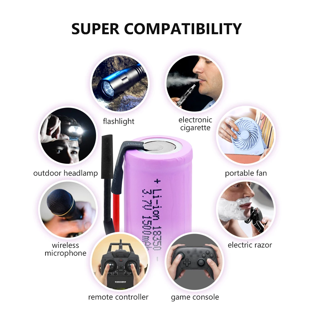 100% новый 6/8/10 шт литий ионная батарея 1500MAH 3 7 V 18350 аккумуляторная с высокой