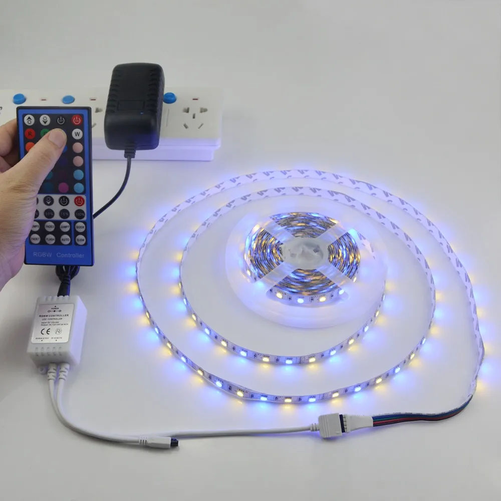 SMD 5050 RGB Светодиодная лента Водонепроницаемая DC 12 В 5 м 10 м RGBW RGBWW светодиодный светильник гибкая лента с блоком питания и пультом дистанционного управления